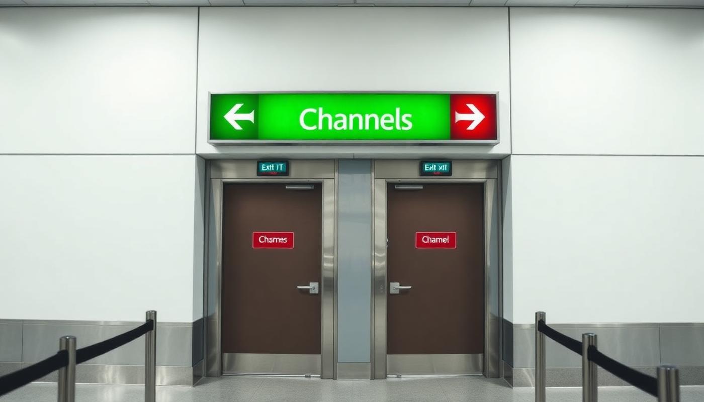 Traveller approaching an immigration desk with a passport open in hand